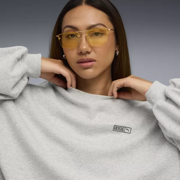  Női pulóver PUMA X ROSÉ OVERSIZED CREW 63380310 LAPOS VILÁGOSSZÜRKE HEATHER 