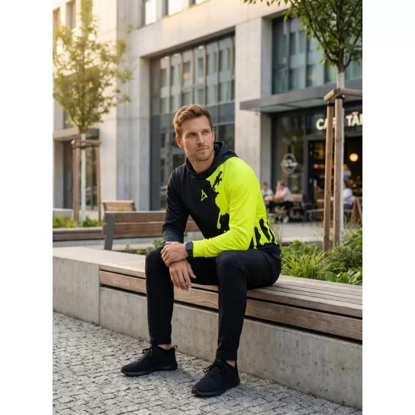  Férfi funkcionális pulóver prémium ALTISPORT VOJ/ALM112MI01 FEKETE-FLUO SÁRGA 
