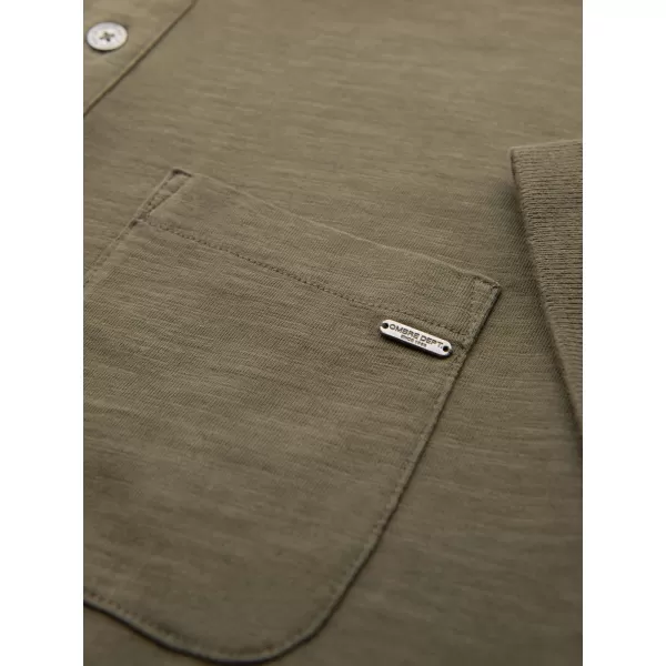  Mens t -phirt gallérral OMBRE OM-POWS-0142 SÖTÉT OLAJBOGYÓ 