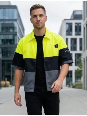 Prémium férfi ing ALTISPORT VOJ/ALM051KOS01 NEON SÁRGA/SZÜRKE