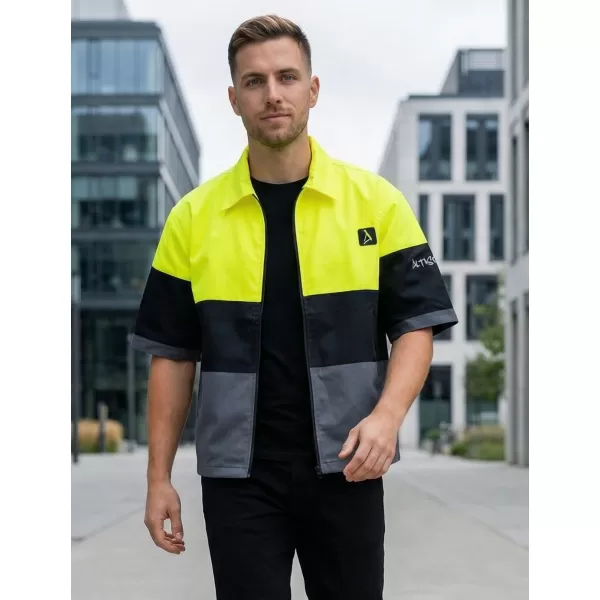  Prémium férfi ing ALTISPORT VOJ/ALM051KOS01 NEON SÁRGA/SZÜRKE 
