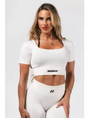 Formázó varrat nélküli crop felső FLOW SEAMLESS 499 CREAM Nebbia