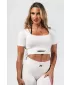 Formázó varrat nélküli crop felső FLOW SEAMLESS 499 CREAM Nebbia