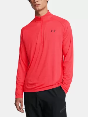 Férfi póló UNDER ARMOUR UA TECH TEXTURED 1/2 ZIP PIROS