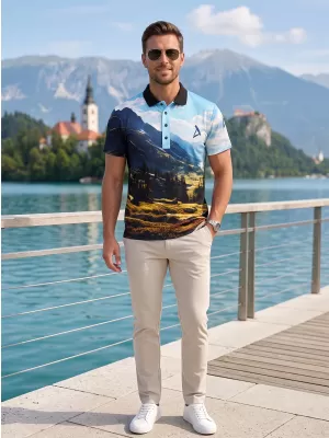 Funkcionális férfi póló prémium gallérral ALTISPORT VOJ/ALM116TR05 HEGYEK