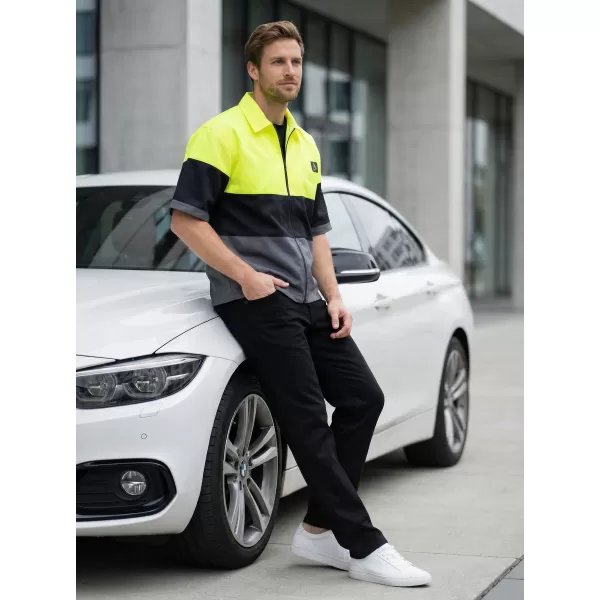  Prémium férfi ing ALTISPORT VOJ/ALM051KOS01 NEON SÁRGA/SZÜRKE 
