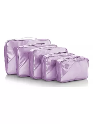 Szervezők halmaza HEYS METALLIC PACKING CUBE 5PC HALVÁNYLILA