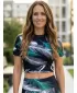 Női prémium crop top ALTISPORT VOJ/ALW001TR07 ČERNÁ/TYRKYSOVÁ FEKETE/TÜRKIZ