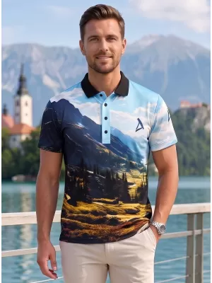 Funkcionális férfi póló prémium gallérral ALTISPORT VOJ/ALM116TR05 HEGYEK