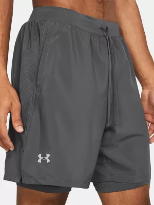 Férfi rövidnadrág UNDER ARMOUR UA LAUNCH 7'' 2-IN-1 SHORTS 1382641-025 SZÜRKE
