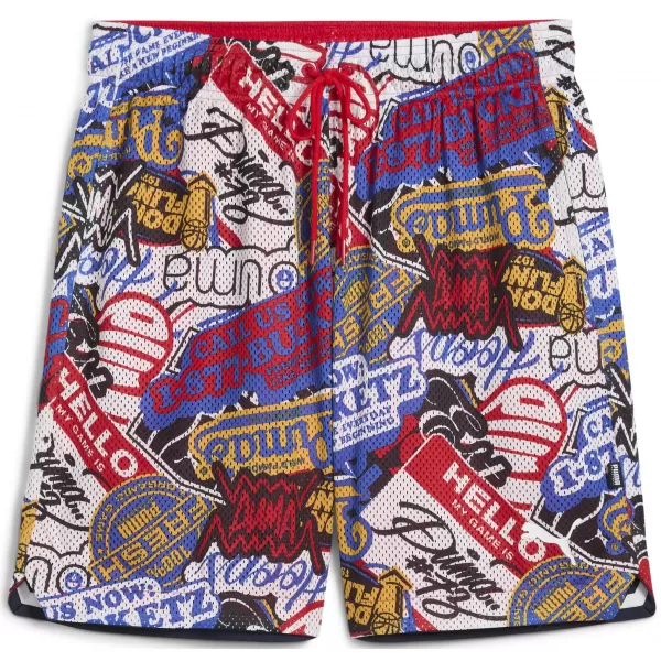  Rövidnadrág PUMA HOOPERHOTLINE AOP 7" SHORTS 63283701 MINDEN IDŐKRE PIROS/AOP 