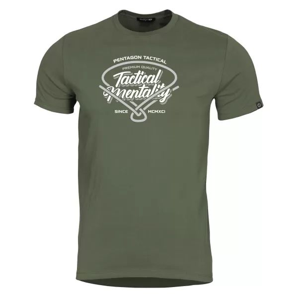  póló PENTAGON AGERON TACTICAL MENTALITY K09012 OLÍVA ZÖLD 