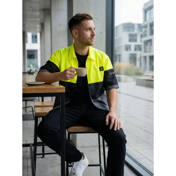  Prémium férfi ing ALTISPORT VOJ/ALM051KOS01 NEON SÁRGA/SZÜRKE 