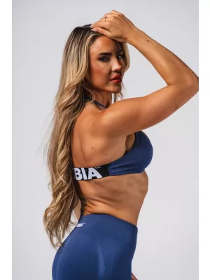 Varrat nélküli felemelhető sportmelltartó FLOW SEAMLESS 495 BLUE Nebbia