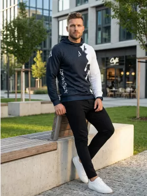 Férfi funkcionális pulóver prémium ALTISPORT VOJ/ALM112MI01 FEKETE-FEHÉR
