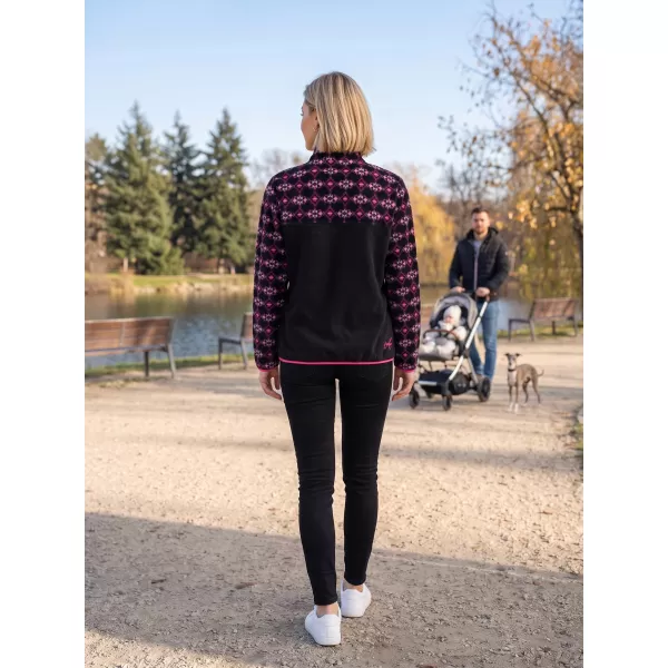  Női polár pulóver ALTISPORT GEMMY FEKETE/RÓZSASZÍN 