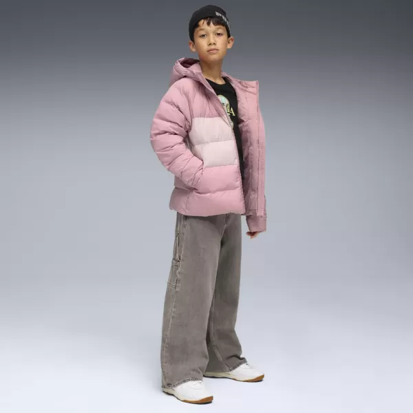  Gyermek dzseki PUMA SYNTHETIC HOODED PUFFER JACKET 68840465 KIEGYENSÚLYOZOTT RÓZSASZÍN 