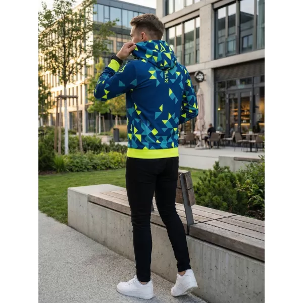  Férfi prémium funkcionális pulóver ALTISPORT VOJ/ALM108MI01 SÖTÉTKÉK-NEONSÁRGA 