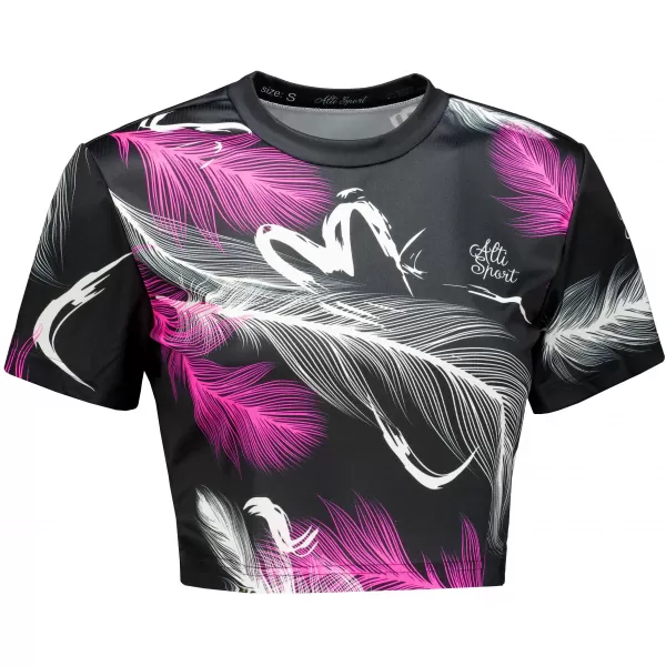  Női prémium crop top ALTISPORT VOJ/ALW001TR07 ČERNORŮŽOVÁ FEKETE RÓZSASZÍN 