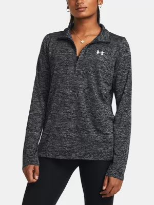 Női pulóver UNDER ARMOUR TECH 1/2 ZIP- TWIST 1384225-001 FEKETE