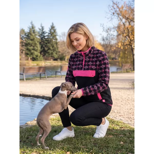  Női polár pulóver ALTISPORT GEMMY FEKETE/RÓZSASZÍN 