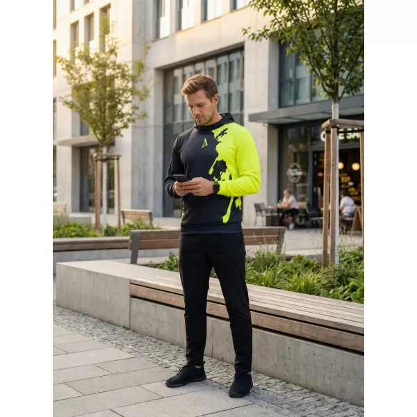  Férfi funkcionális pulóver prémium ALTISPORT VOJ/ALM112MI01 FEKETE-FLUO SÁRGA 