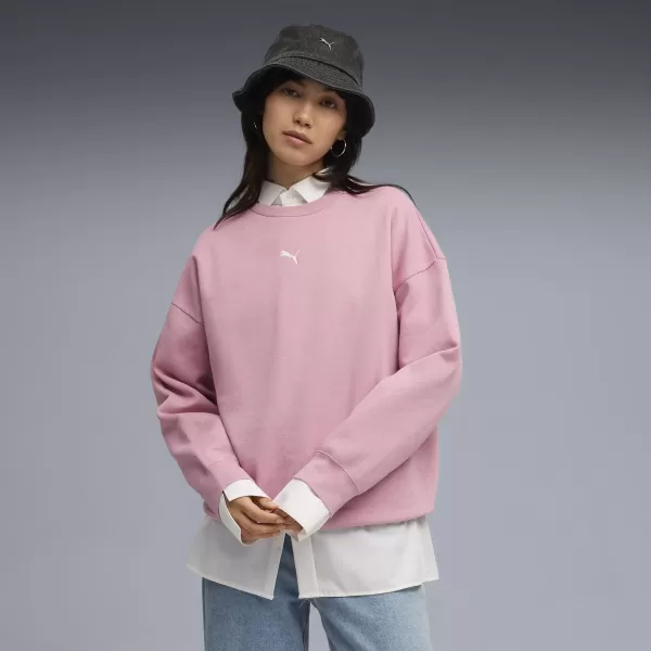  Női pulóver PUMA ESS OVERSIZED CREW FL 68540065 KIEGYENSÚLYOZOTT RÓZSASZÍN 