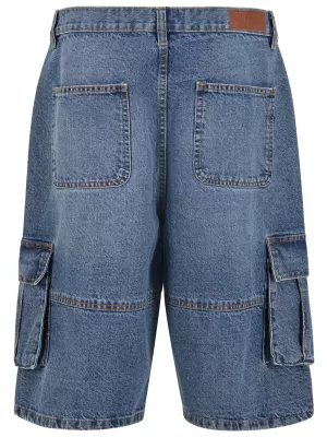 Rövidnadrág URBAN CLASSICS TB7367 A KÖZEPES MÉLYKÉK MOSOTT
