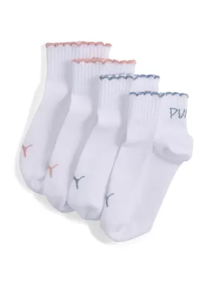 Zokni PUMA GIRLS SCALLOP EDGE QUAR 94723501 FEHÉR/RÓZSASZÍN