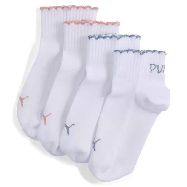  Zokni PUMA GIRLS SCALLOP EDGE QUAR 94723501 FEHÉR/RÓZSASZÍN 
