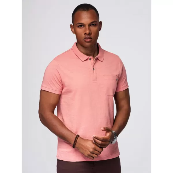  Mens t -phirt gallérral OMBRE OM-POWS-0142 RÓZSASZÍN 