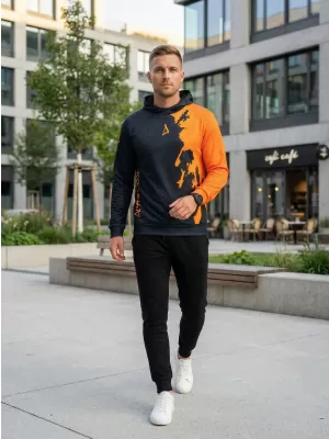 Férfi funkcionális pulóver prémium ALTISPORT VOJ/ALM112MI01 FEKETE-FLUO NARANCS