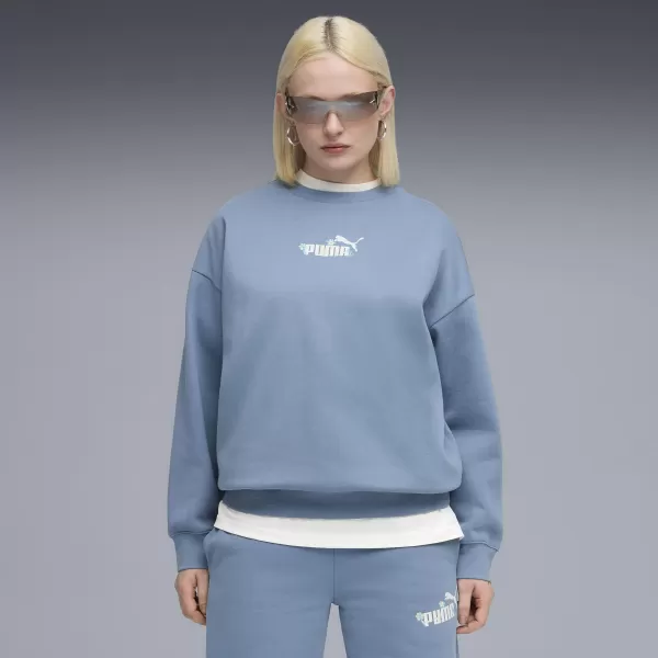  Női pulóver PUMA ESS NATURE 2 0 OVERSIZED CREW FL 68807834 HŰVÖS KÉK 