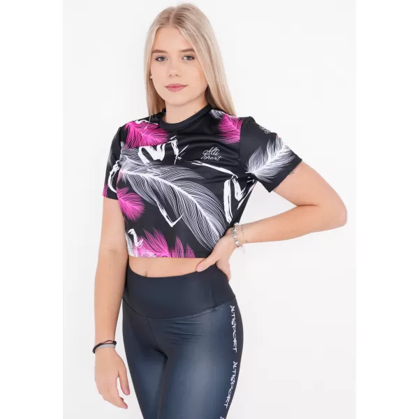  Női prémium crop top ALTISPORT VOJ/ALW001TR07 ČERNORŮŽOVÁ FEKETE RÓZSASZÍN 