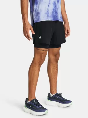 Férfi rövidnadrág UNDER ARMOUR UA LAUNCH 5'' 2-IN-1 SHORTS 1382640-001 FEKETE