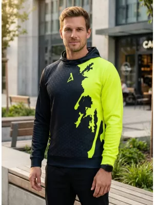 Férfi funkcionális pulóver prémium ALTISPORT VOJ/ALM112MI01 FEKETE-FLUO SÁRGA