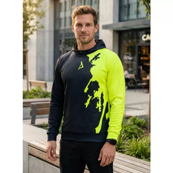 Férfi funkcionális pulóver prémium ALTISPORT VOJ/ALM112MI01 FEKETE-FLUO SÁRGA 