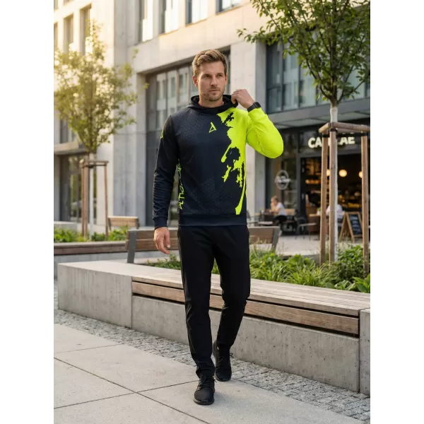  Férfi funkcionális pulóver prémium ALTISPORT VOJ/ALM112MI01 FEKETE-FLUO SÁRGA 