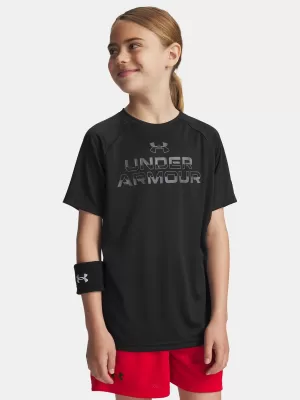 Fiú póló UNDER ARMOUR UA TECH SPLIT WORDMARK SS 1383010-003 FEKETE