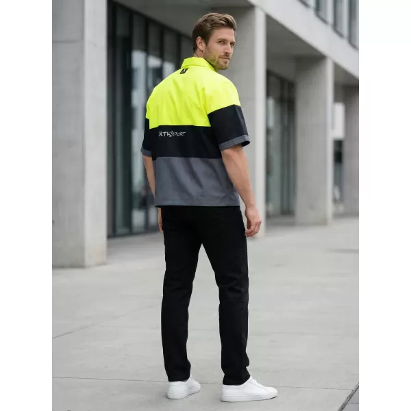  Prémium férfi ing ALTISPORT VOJ/ALM051KOS01 NEON SÁRGA/SZÜRKE 