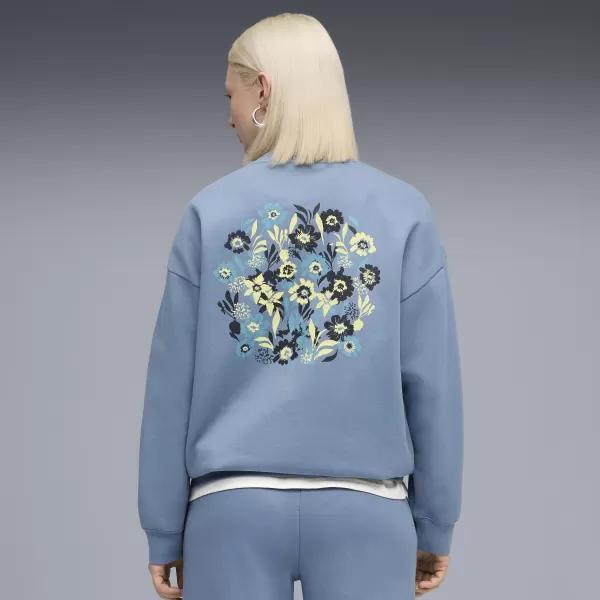  Női pulóver PUMA ESS NATURE 2 0 OVERSIZED CREW FL 68807834 HŰVÖS KÉK 