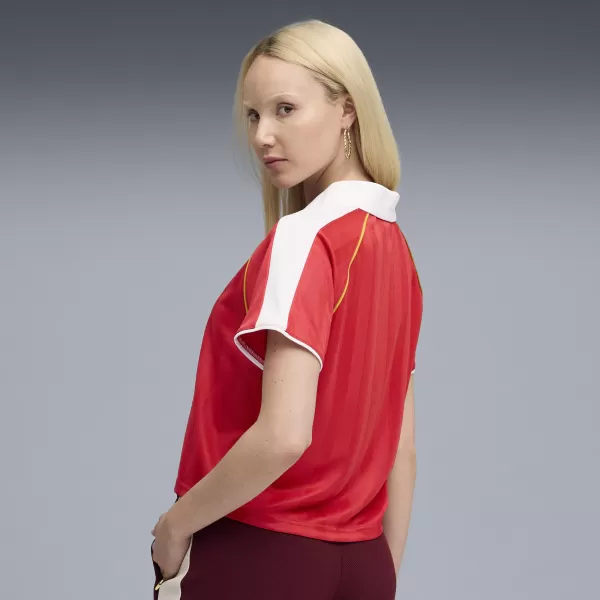  Női mez PUMA T7 RELAXED FOOTBALL JERSEY 63215711 MINDEN IDŐK PIROS 
