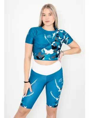 Női funkcionális prémium crop felső ALTISPORT VOJ/ALW022TR07 PETROLEJOVÁ KEROZIN