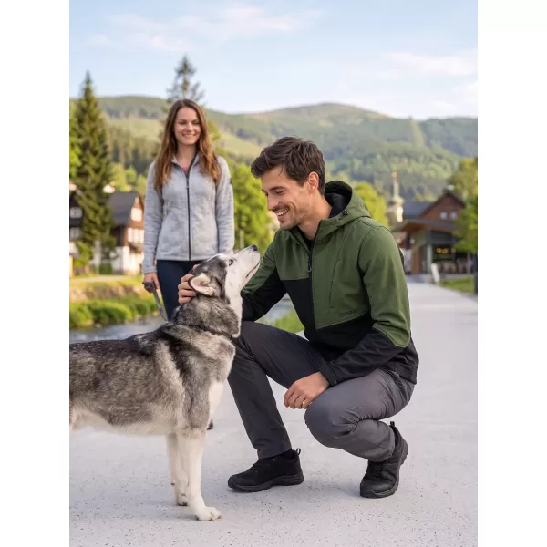  Férfi softshell dzseki ALTISPORT GAN KHAKI/FEKETE 