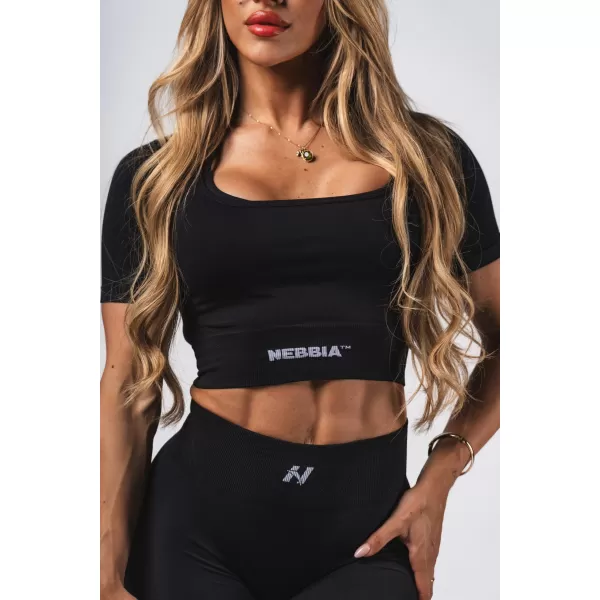  Formázó varrat nélküli crop top FLOW SEAMLESS 499 BLACK Nebbia 