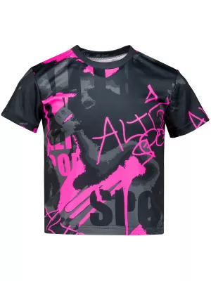 Gyermekfunkciós T -piró prémium ALTISPORT VOJ/ALK076TR01 FEKETE/FLUO RÓZSASZÍN