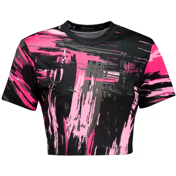  Női prémium crop top ALTISPORT VOJ/ALW010TR07 ČERNÁ/SVĚTLE RŮŽOVÁ FEKETE/VILÁGOS RÓZSASZÍN 
