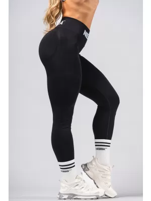 Varrat nélküli extra push-up leggings magas derékkal FLOW SEAMLESS 496 BLACK Nebbia