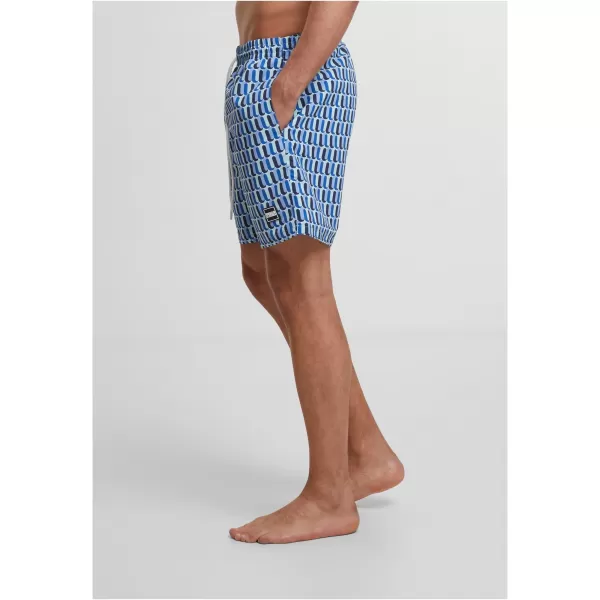  Fürdési rövidnadrág URBAN CLASSICS TB2679 KÉK RETRO MINTÁZAT 