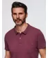 Mens t -phirt gallérral OMBRE OM-POWS-0142 GESZTENYEBARNA